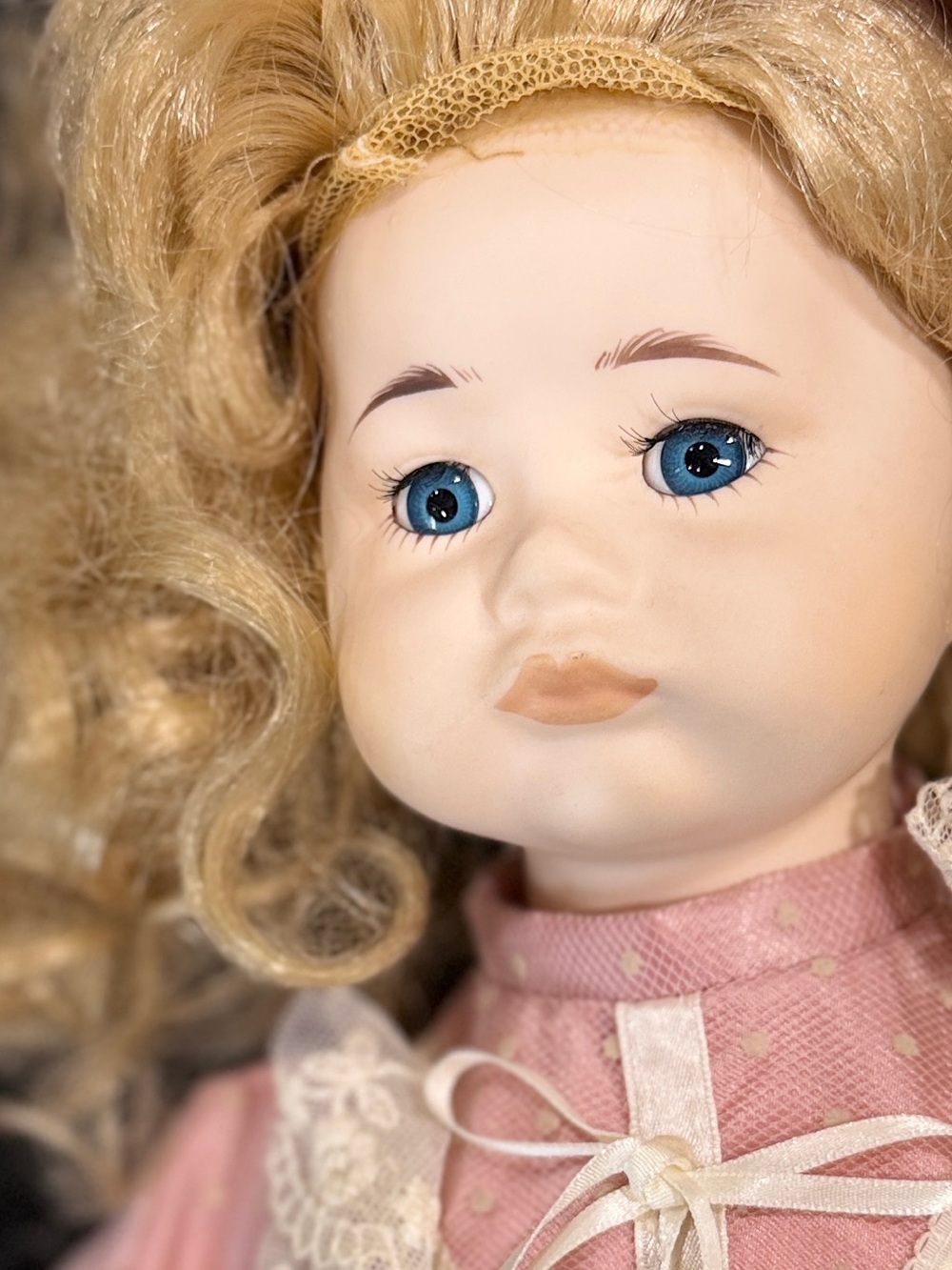 Vtg 1989 Seymour Mann Porcelain Doll Bisque Connoisseur Collection Pink Lace - Picture 13 of 14